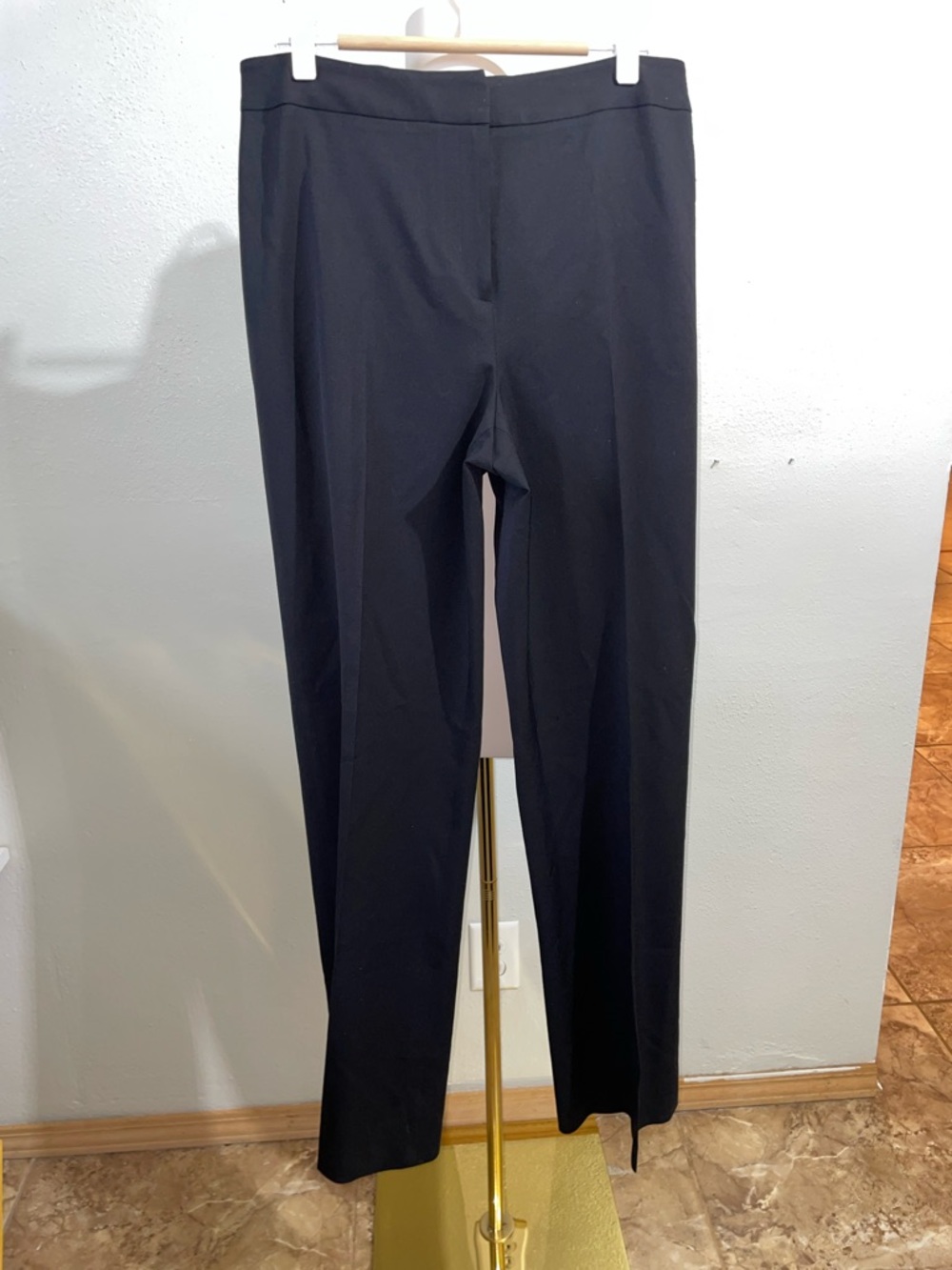 Lafayette 148 New York Wool Blend Flat Front Pants Sz 8 Black Tailored Workwear